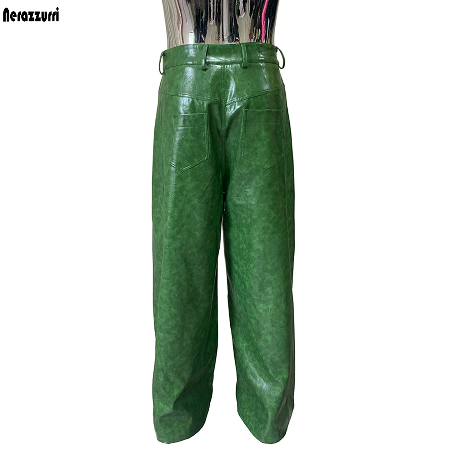 Pantalones Anchos de Cuero PU  - Motorcycle Gear Mens reseña y precio